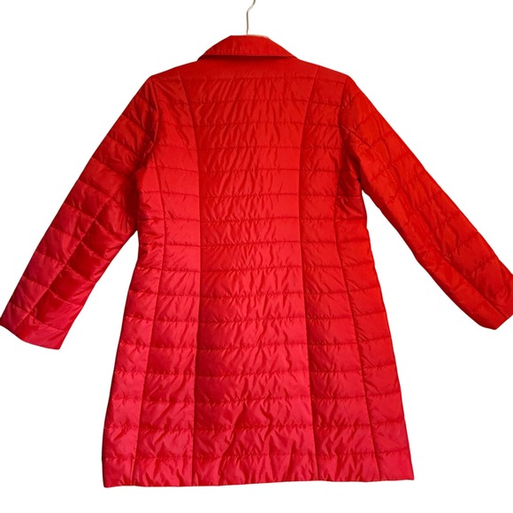 Lands' End PrimaLoft Quilted Coat Red Snap Front Jacket 8P - Picture 3 of 11